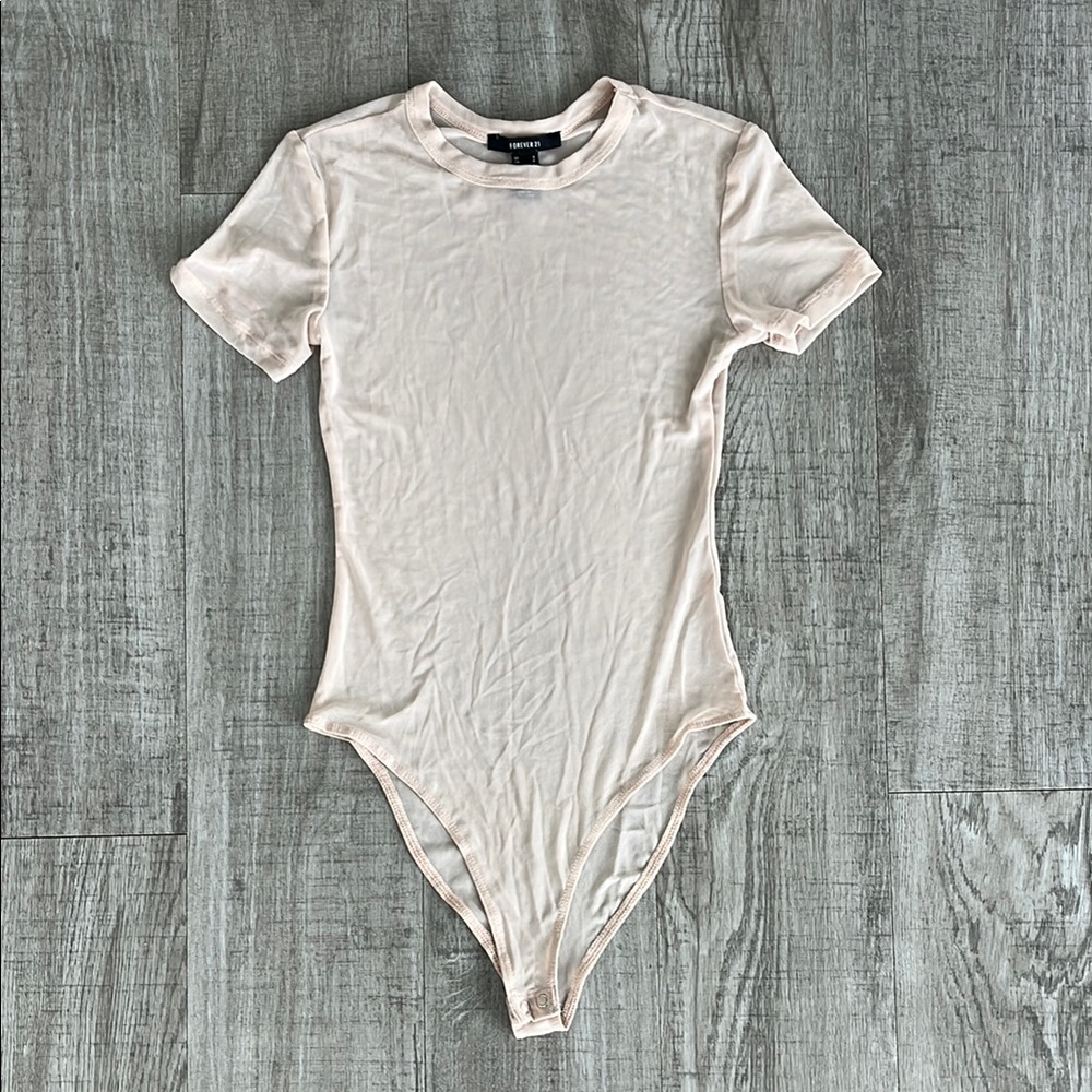Mesh Cream Short Sleeve Bodysuit